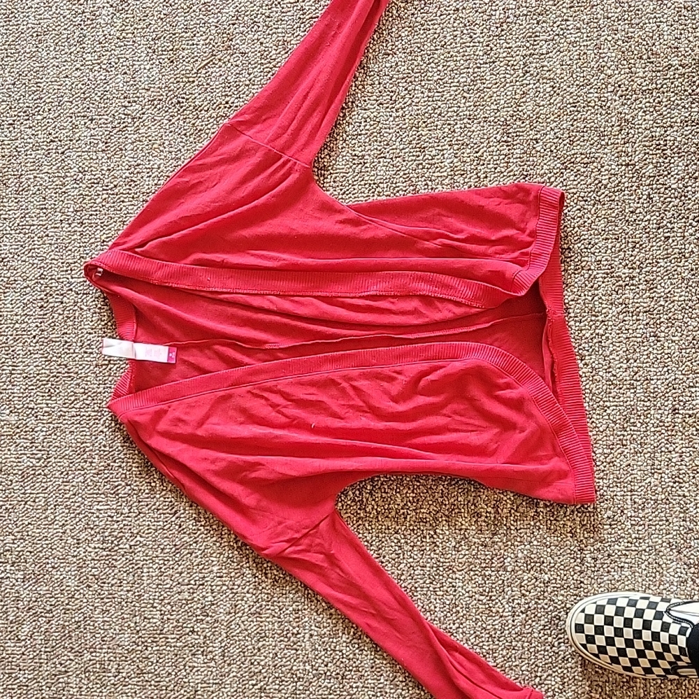 Red cardigan